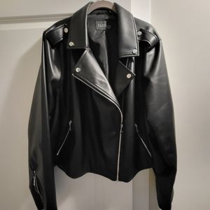 Eloquii Faux Leather Moto Jacket Plus Size 26/28